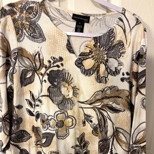 Alfred Dunner Neutral Floral Blouse 3/4 sleeves! New with tags!Sz med ladies